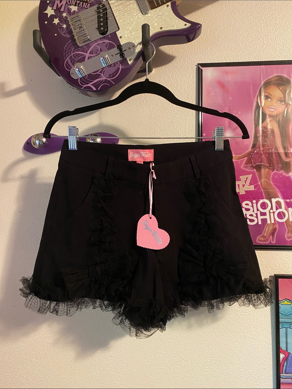 Sugar Thrillz Black Ruffles and Bows Shorts